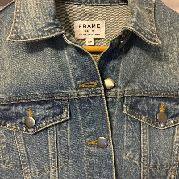 Frame Denim Jacket Button Front Black Fringe Embelishment Size Small - Picture 4 of 7